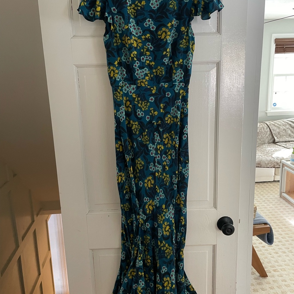 SALONI Floral Blue and Yellow Dress